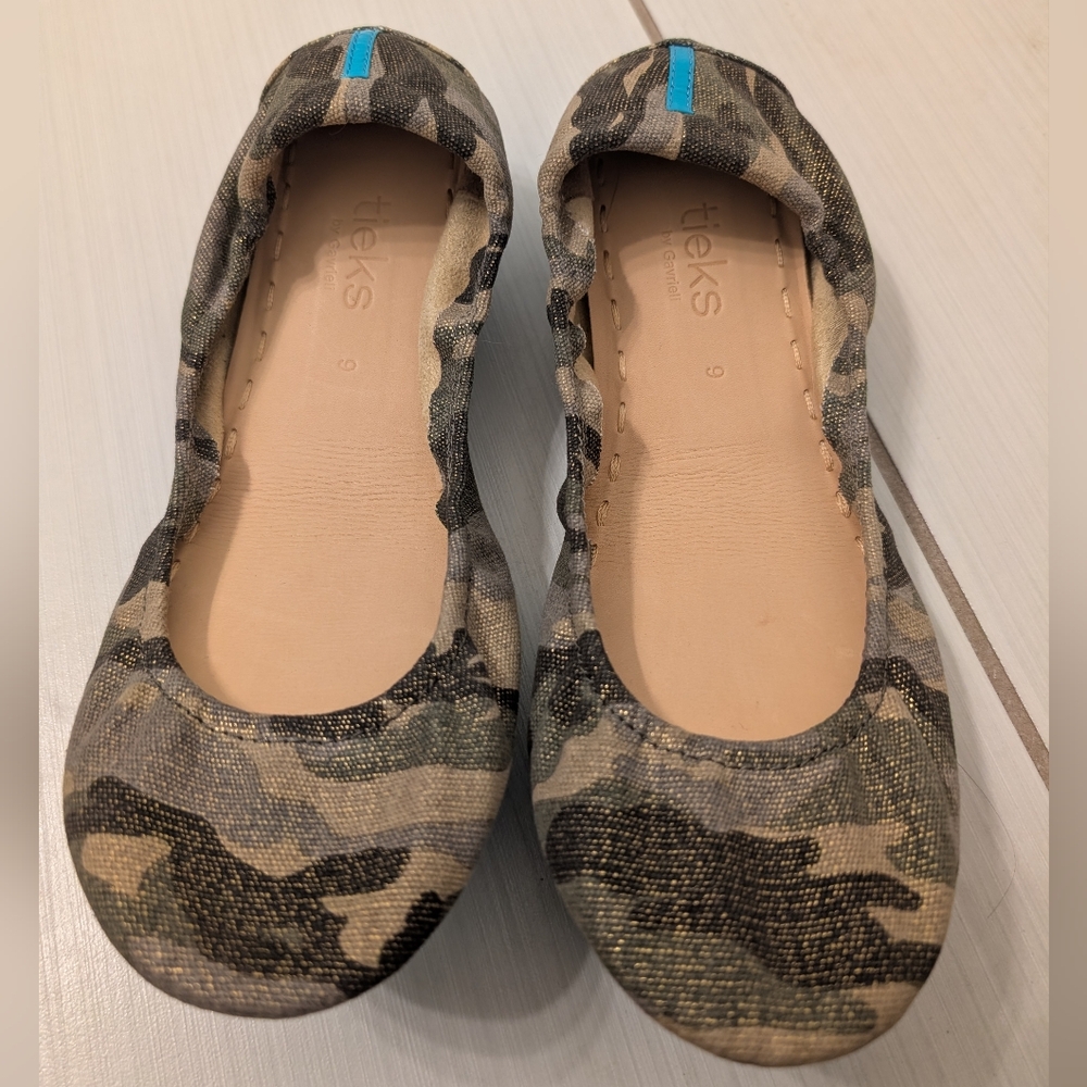 Tieks Camouflage Camo Canvas Ballet Flats Size 9 - Picture 2 of 10